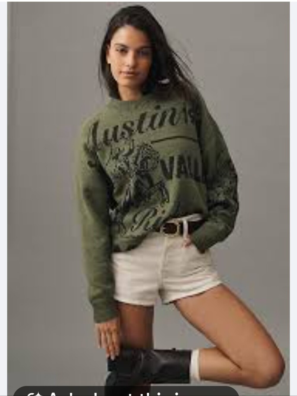 Maeve Olive Green Graphic Crewneck Sweater
